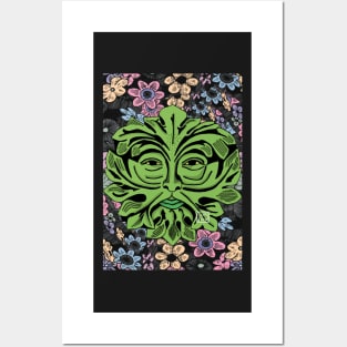 FLORAL GREEN MAN Posters and Art